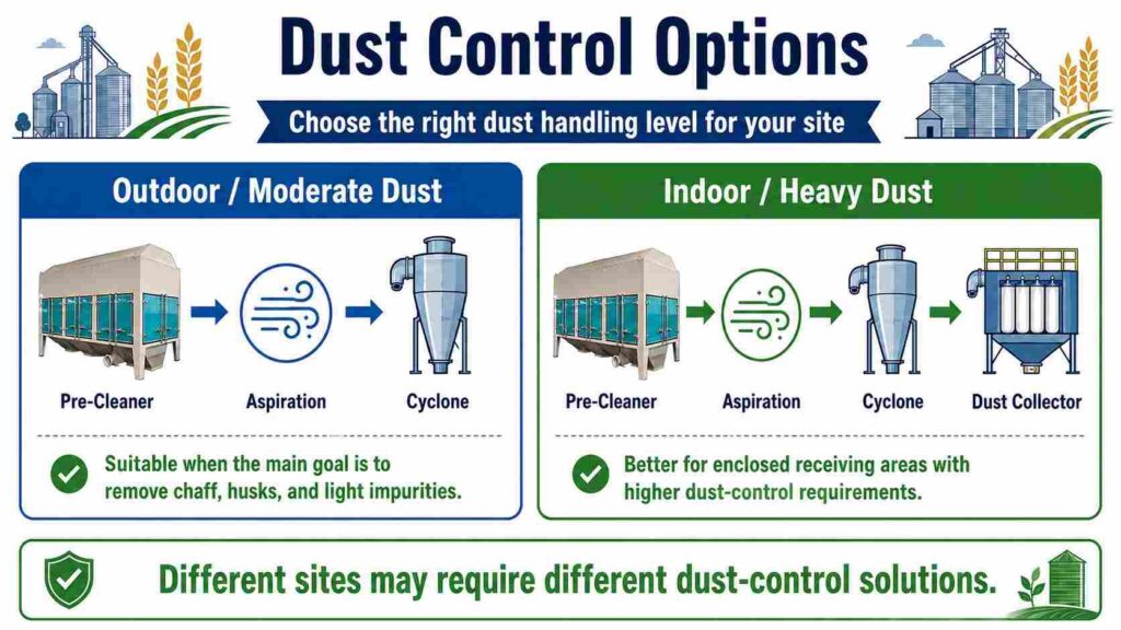 dust control options for seasonal grain receiving and pre-cleaning systems