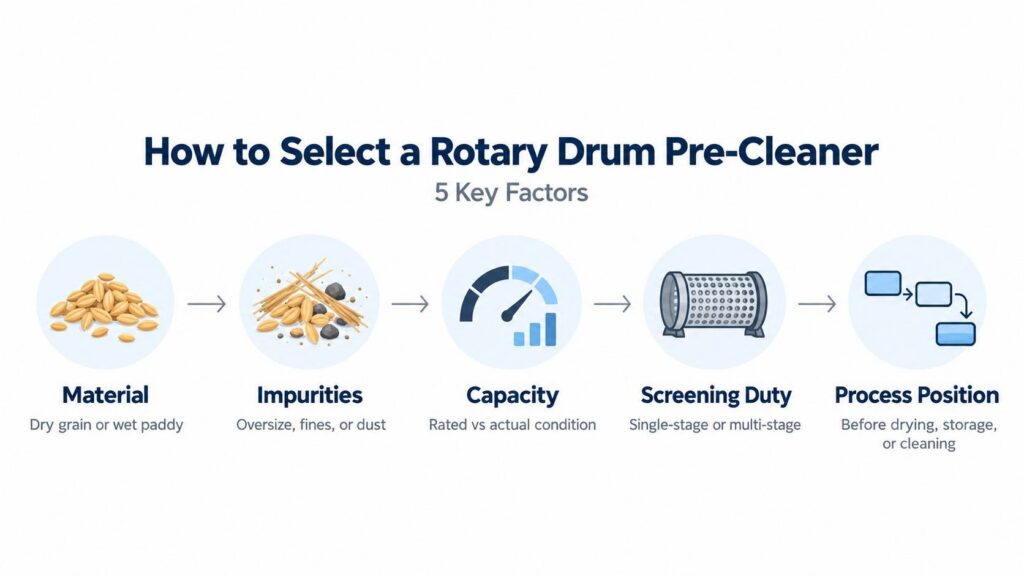 Five key factors for selecting a rotary drum pre-cleaner